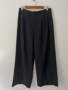 NEW Madewell Harlow Wide Leg Pants Drapey Twill Black Linen Lyocell 8P